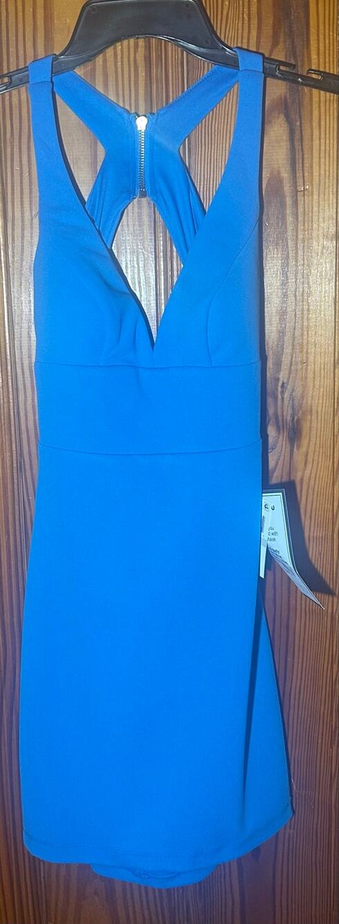 NWT B DARLIN Blue Open Back Sleeveless Short Fit + Flare Dress homecoming Size 0